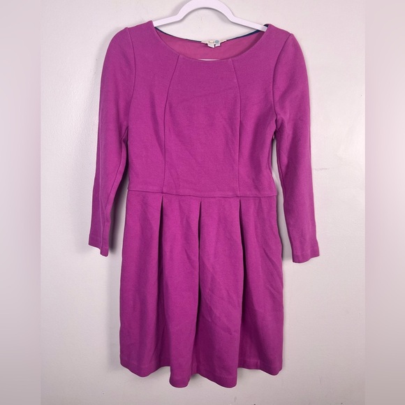 BODEN TEXTURED COTTON BLEND ORCHID LINDSEY PONTE DRESS size 8P - Picture 4 of 8